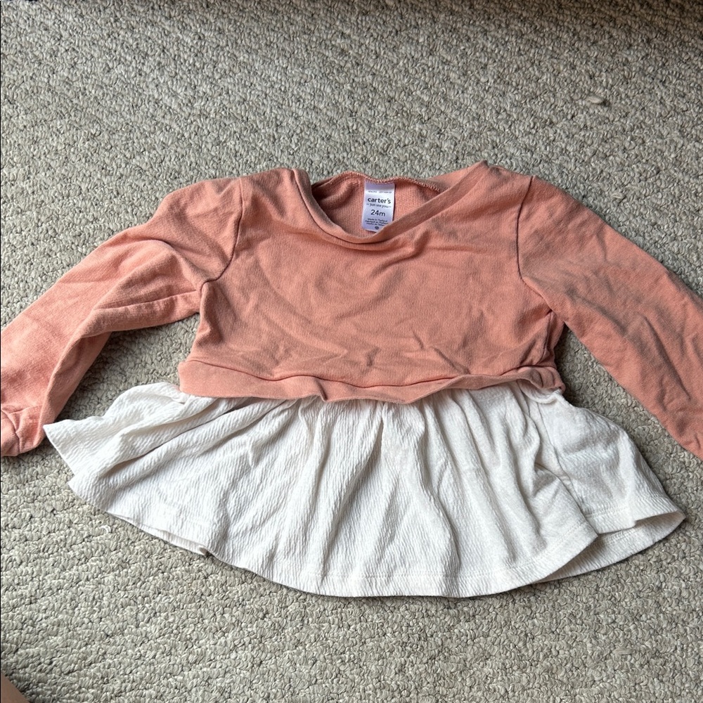 Carter's Coral and Ivory Long Sleeve Tee